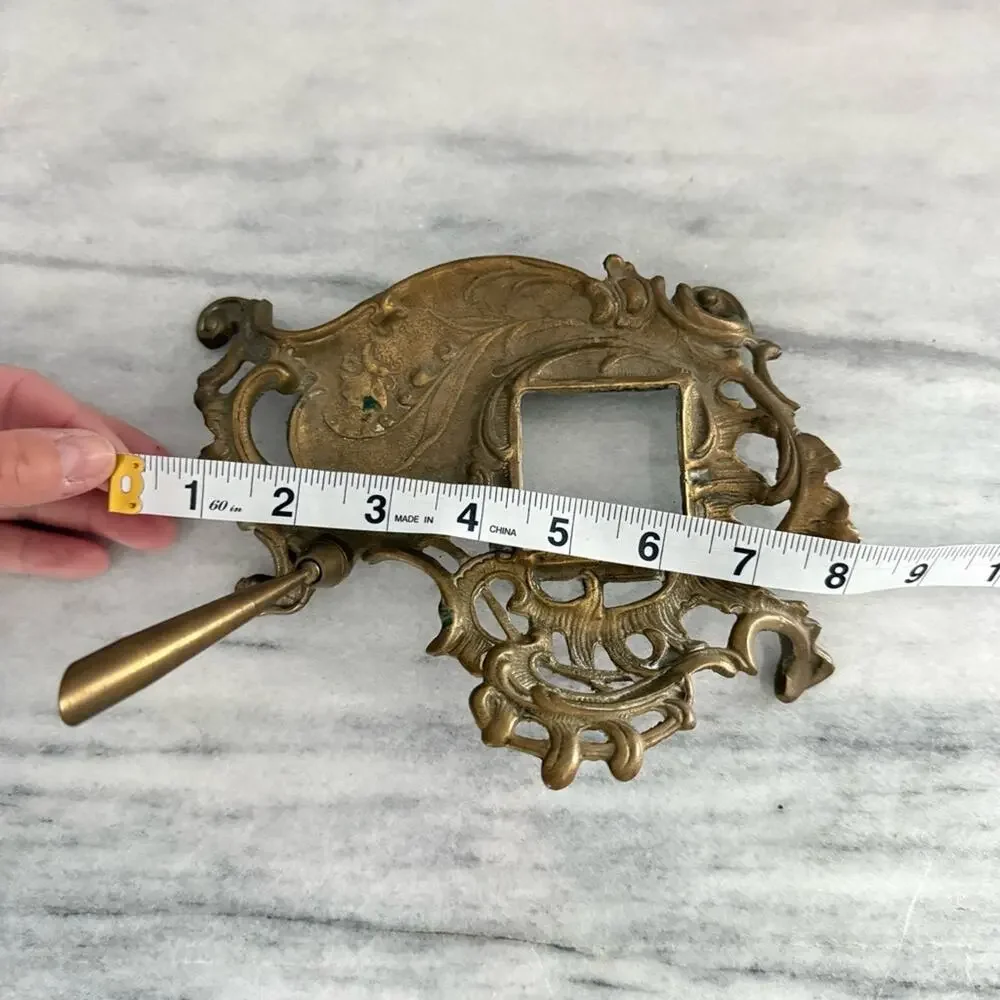 Vintage Solid Brass Art Nouveau Style Inkwell Footed Ornate Victorian Desk Gold